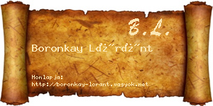 Boronkay Lóránt névjegykártya